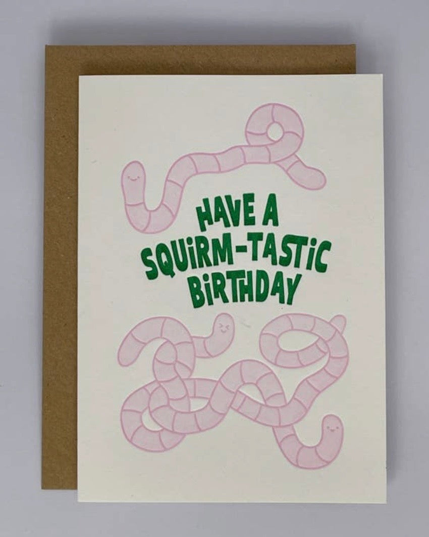 Squirm-tastic Worms Birthday Card