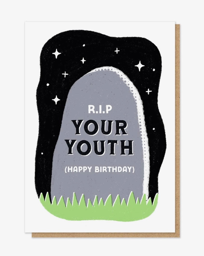 RIP Your Youth Letterpress Card
