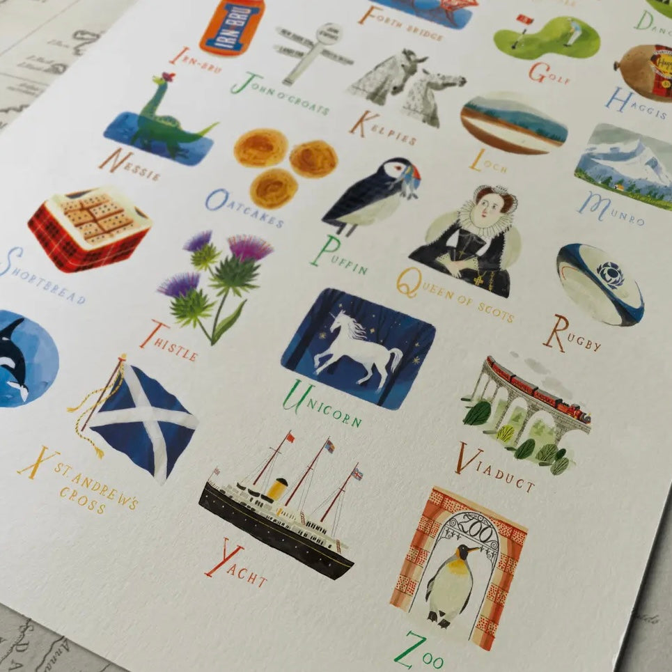 A-Z Of Scotland A3 Print-Oldfield Design Co-My Beautiful Caravan