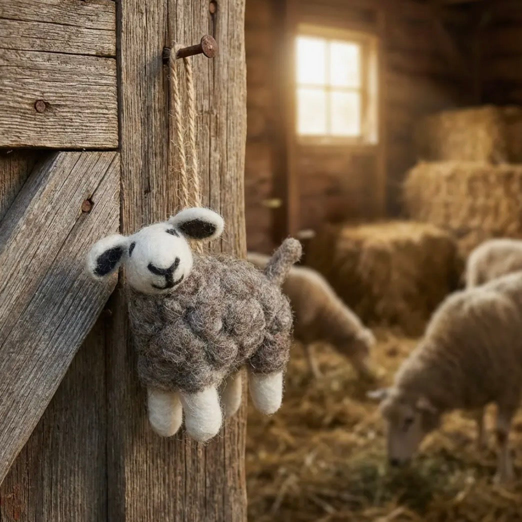 Handmade Felt Herdwick Sheep Hanging Decoration