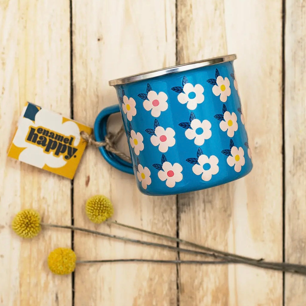 Retro Floral Enamel Camping Mug