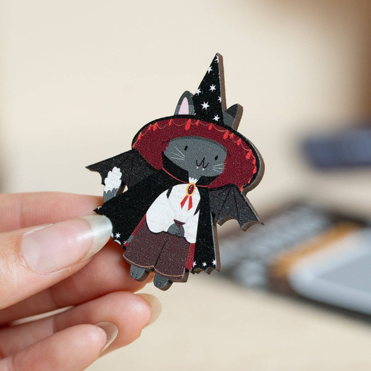 Vampire Witch Cat Pin