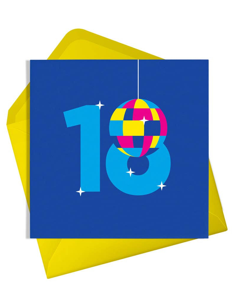 Eighteen Disco Ball Birthday Card