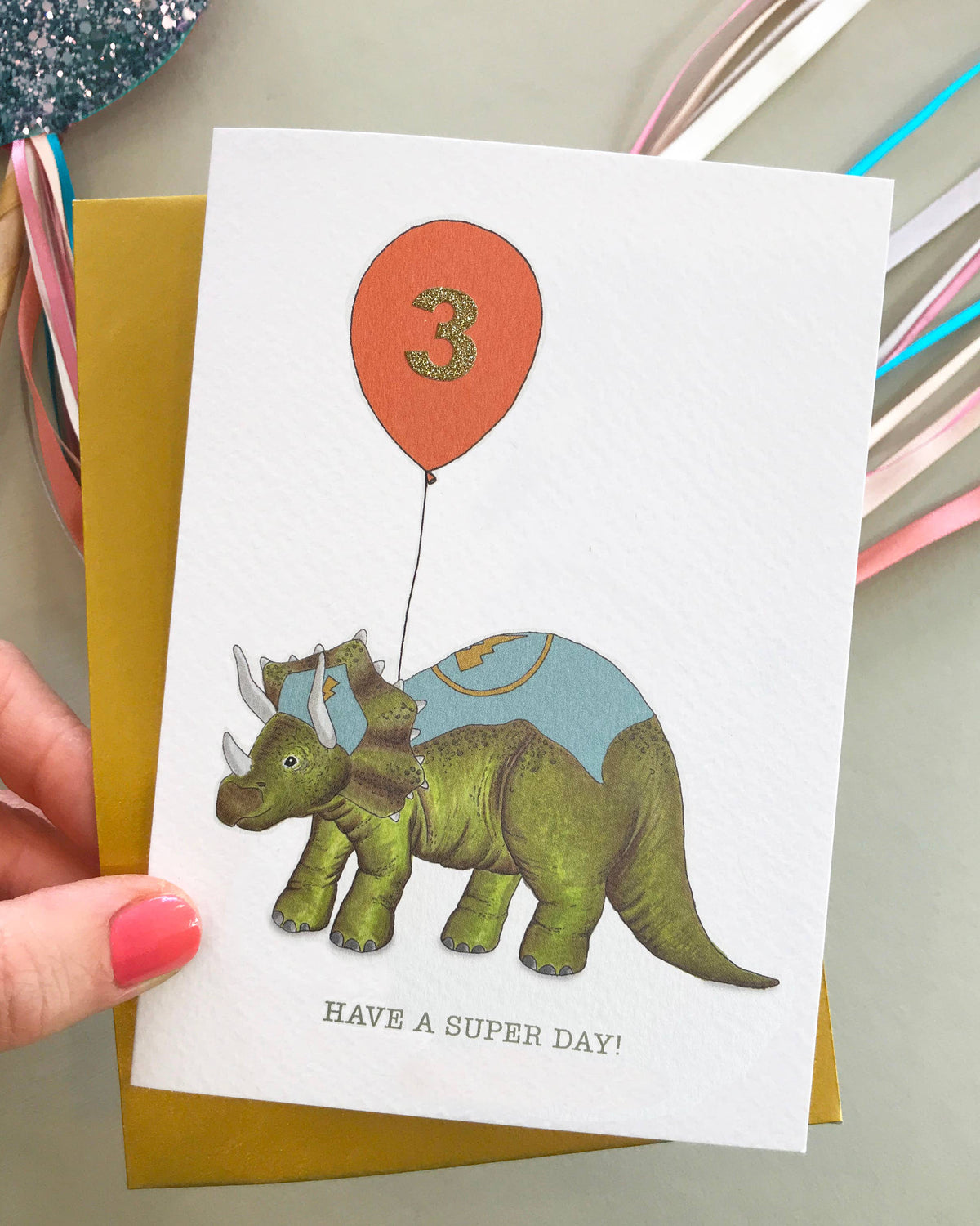 Age 3 Dinosaur Birthday Card