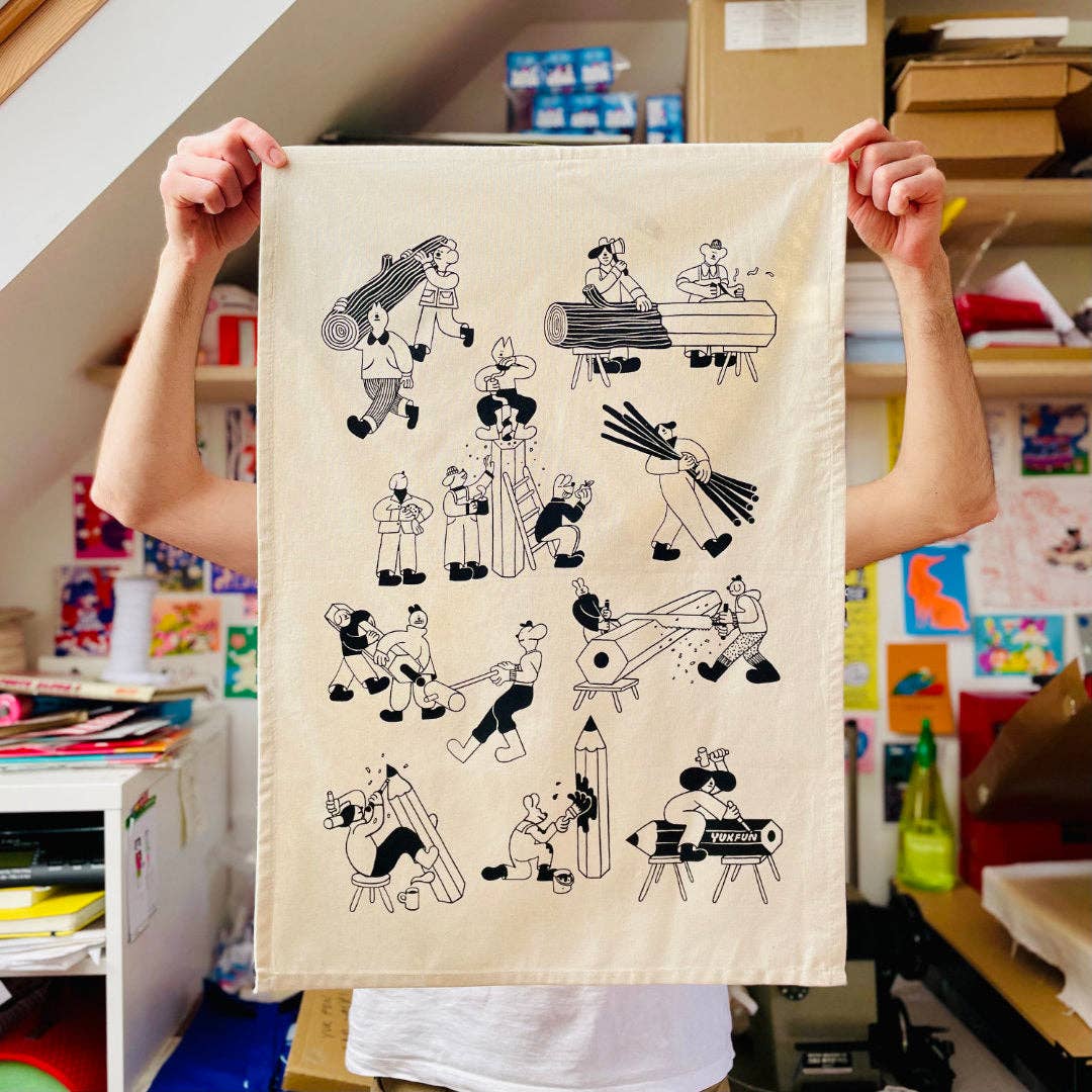 Pencil Factory Tea Towel