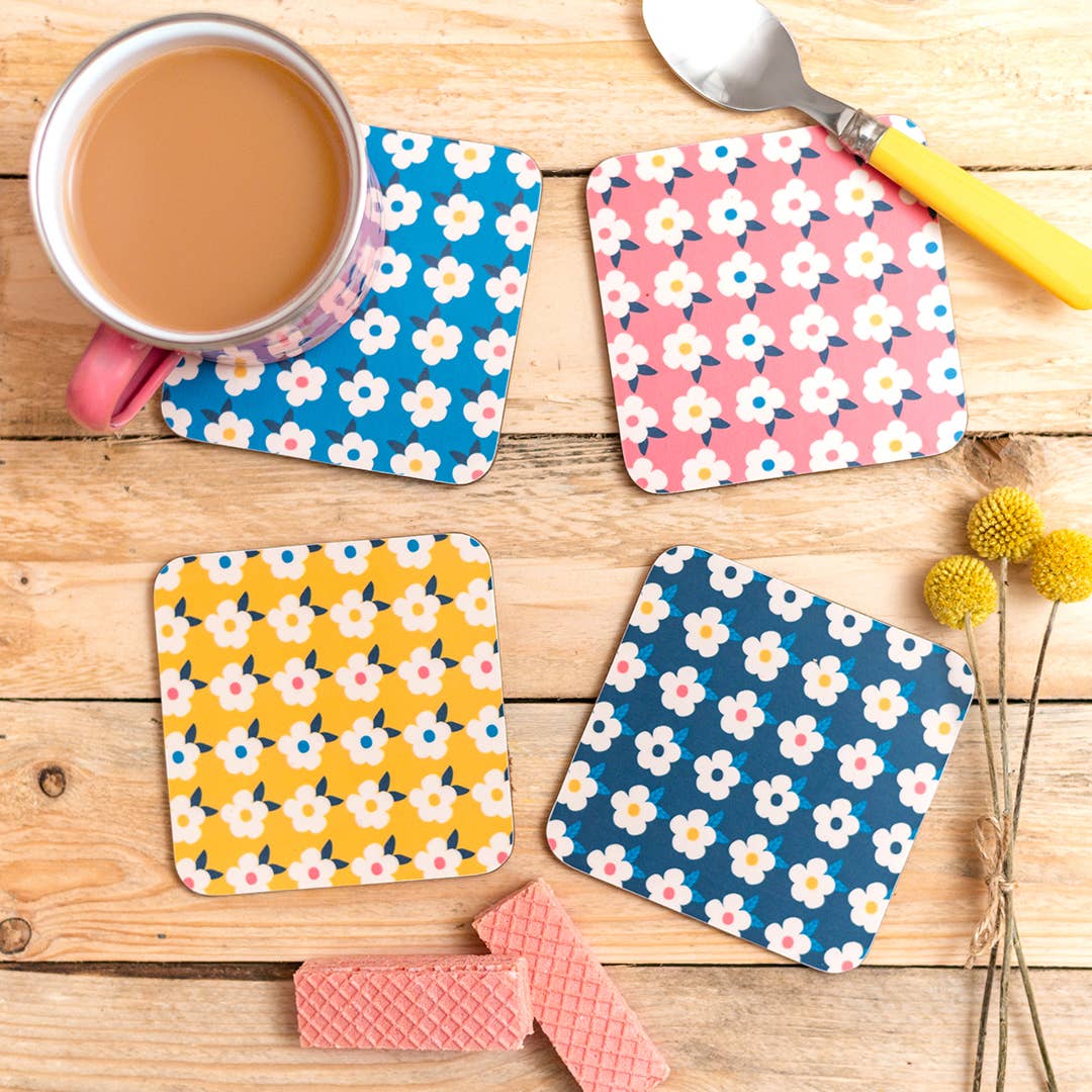 Retro Floral Print Coaster