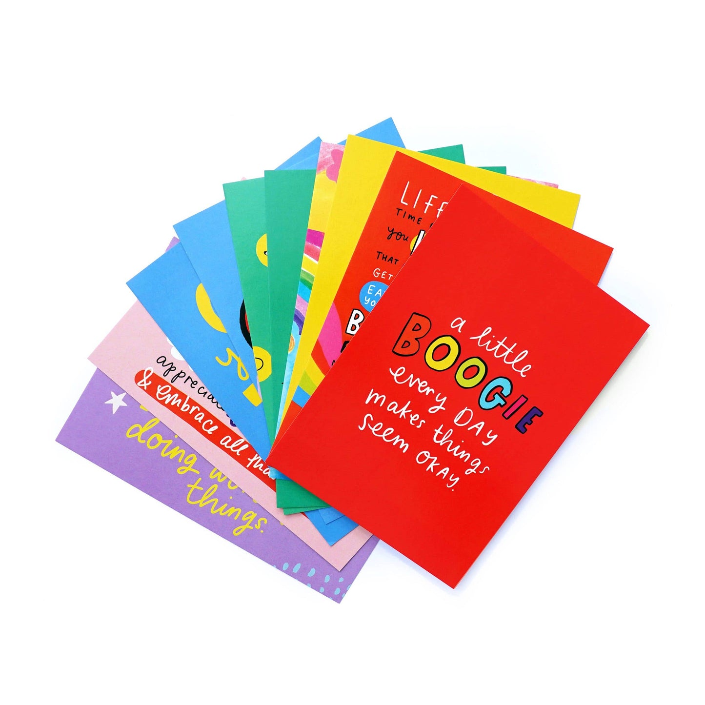 Pack of 10 colourful postcards