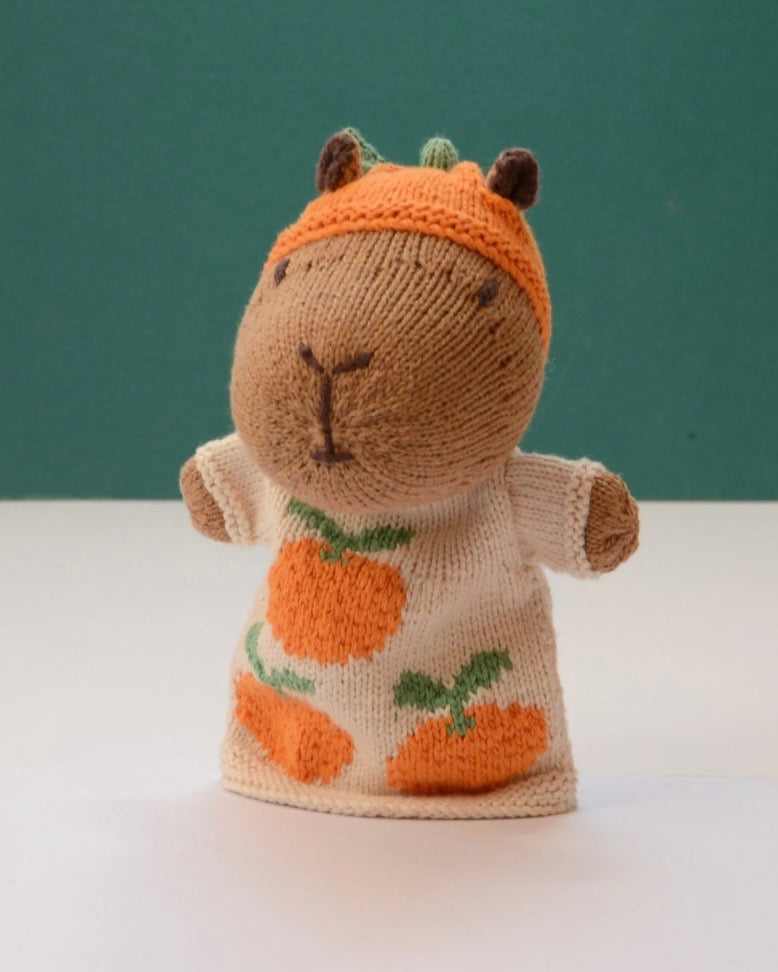 Knitted Capybara Hand Puppet Toy