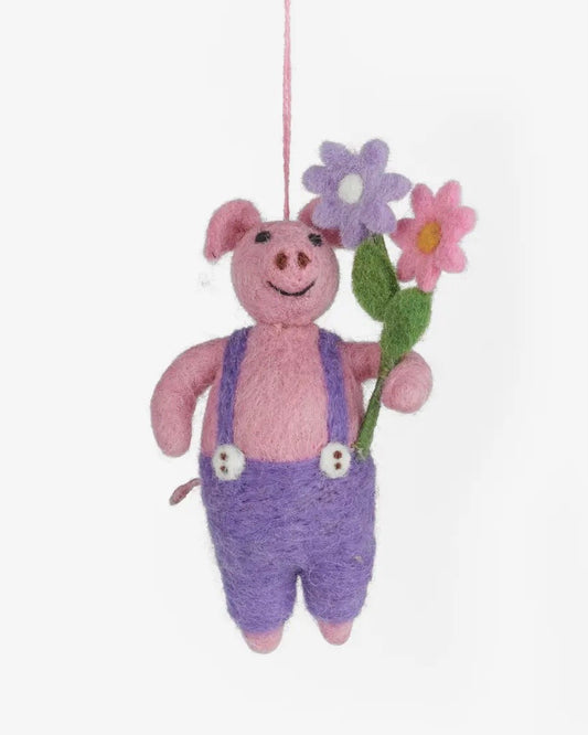 Handmade Felt Percy Piglet Hanging Decoration