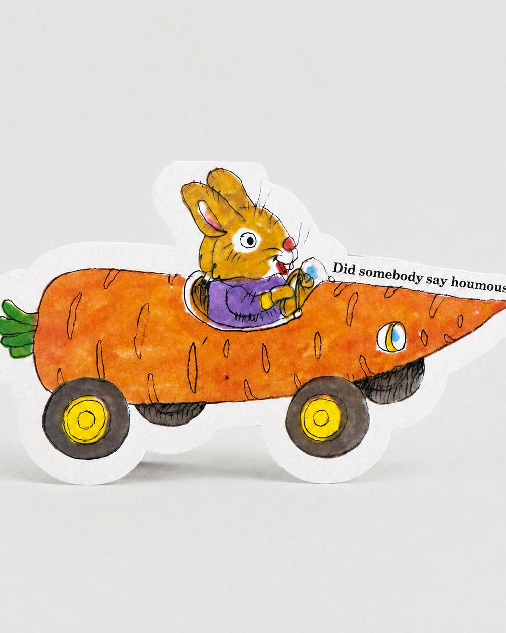 Carrot Bunny Car - Die-cut Card by Richard Scarry