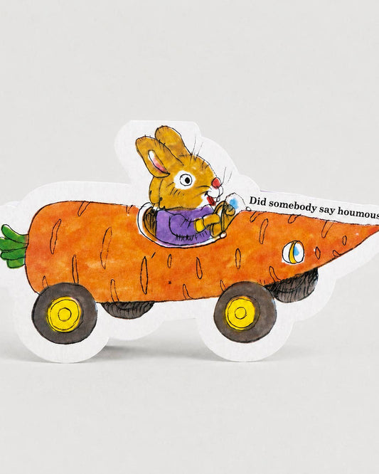 Carrot Bunny Car - Die-cut Card by Richard Scarry