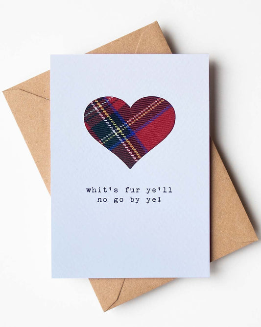 Handmade Whit’s Fur Ye Card with Real Tartan