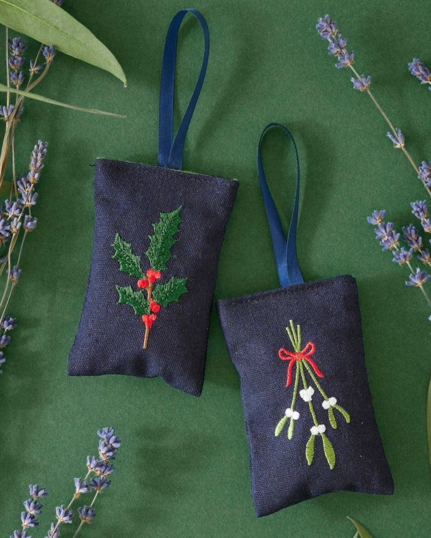 Embroidered Christmas Lavender Bag
