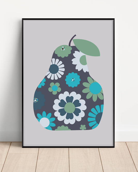 Retro Pear A4 Print