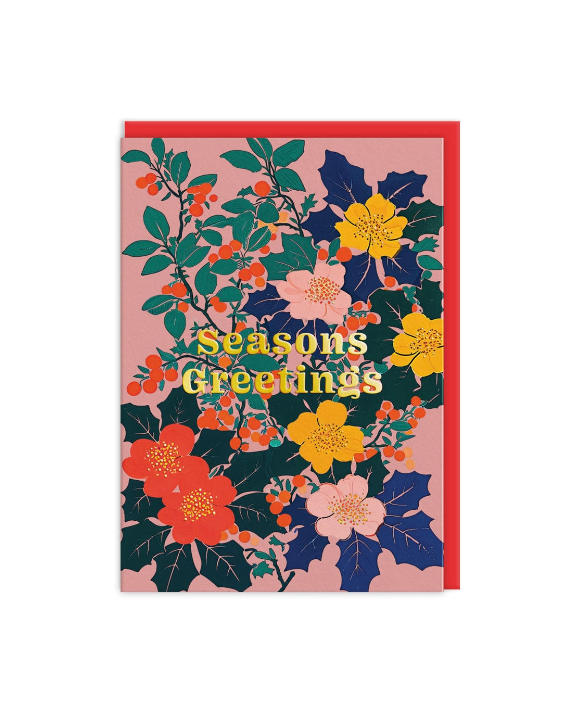 Season Greetings Floral Christmas Card
