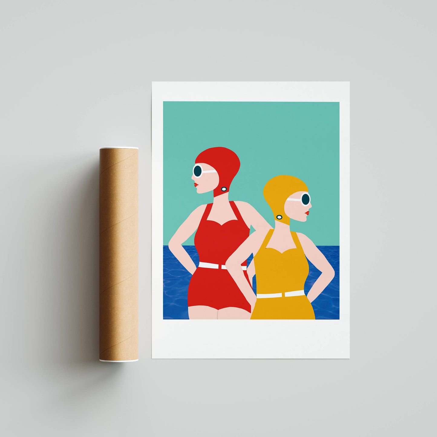 Retro Lido Style Swimming A4 Print