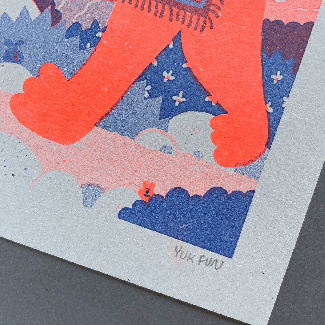 Cat Riders A4 Riso Art Print