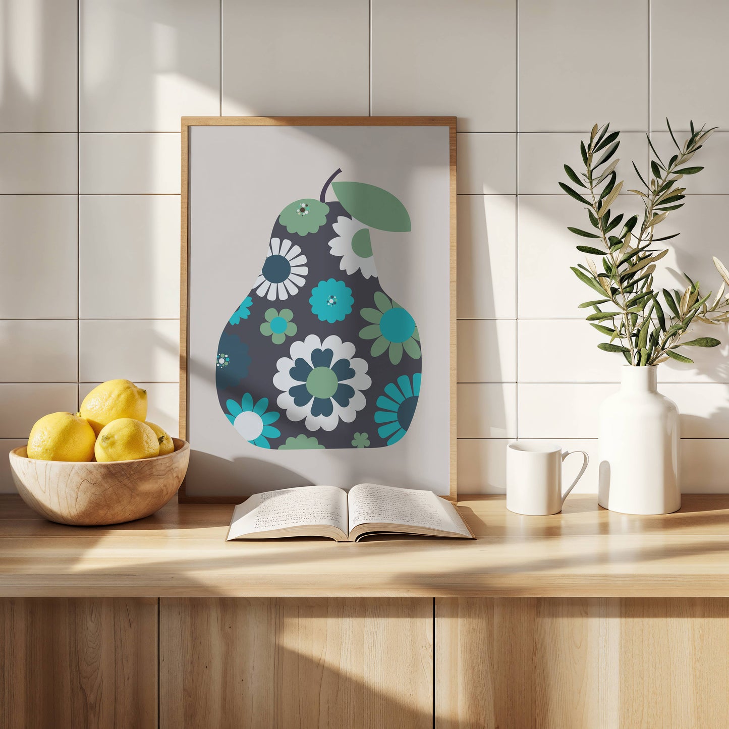 Retro Pear A4 Print