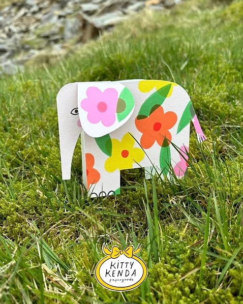 Floral Elephant Standing Card