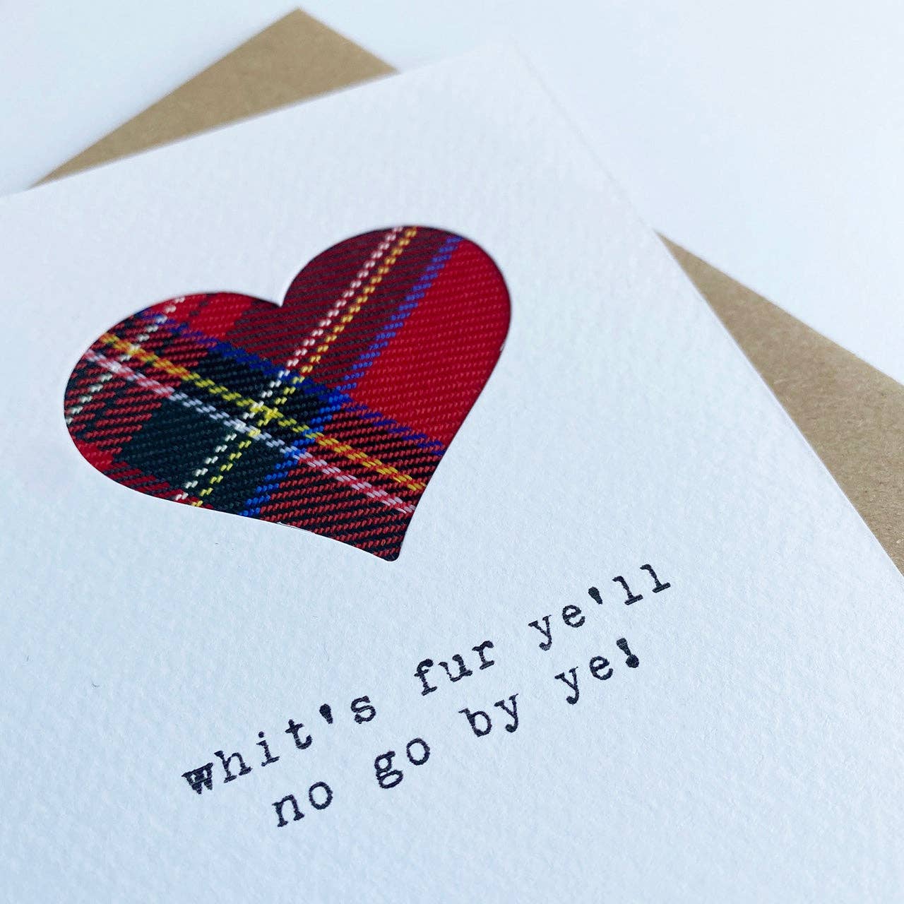 Handmade Whit’s Fur Ye Card with Real Tartan