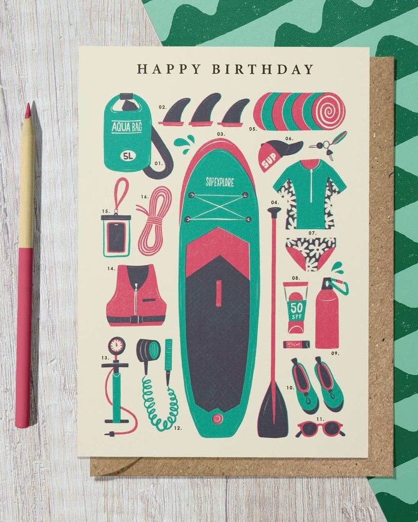 Paddle Boarding Kit Birthday Card