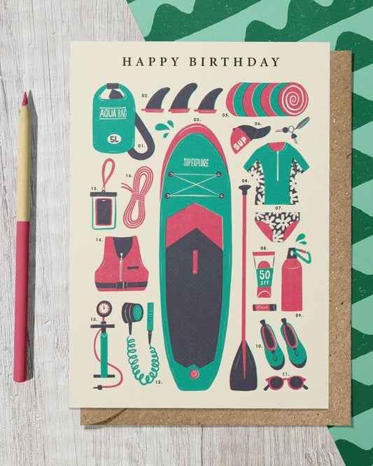 Paddle Boarding Kit Birthday Card