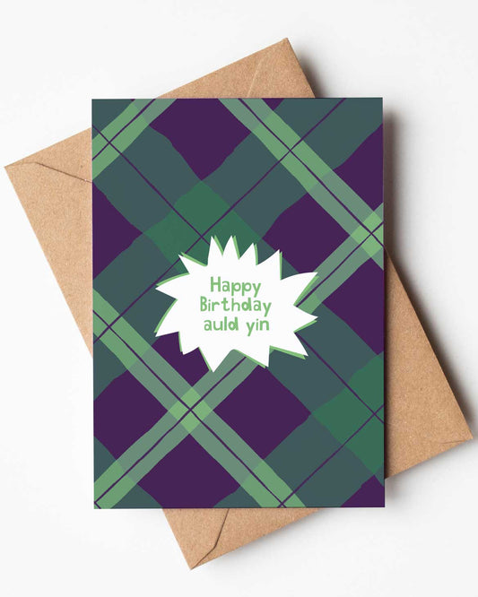 'Happy Birthday Auld Yin' Tartan Card