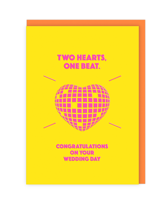 Two Hearts One Beat Disco Ball Wedding Card