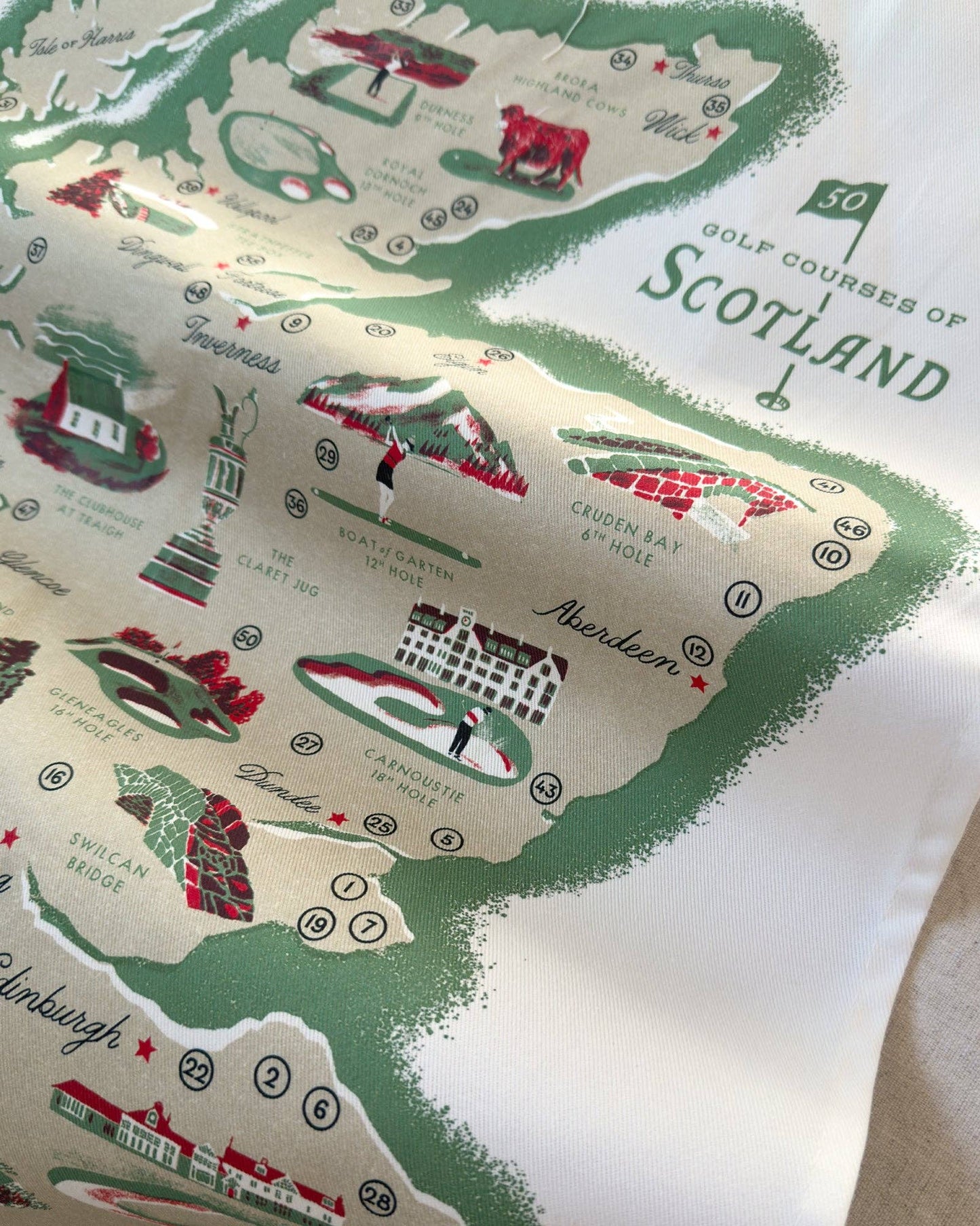 Golf Courses of Scotland Tea Towel
