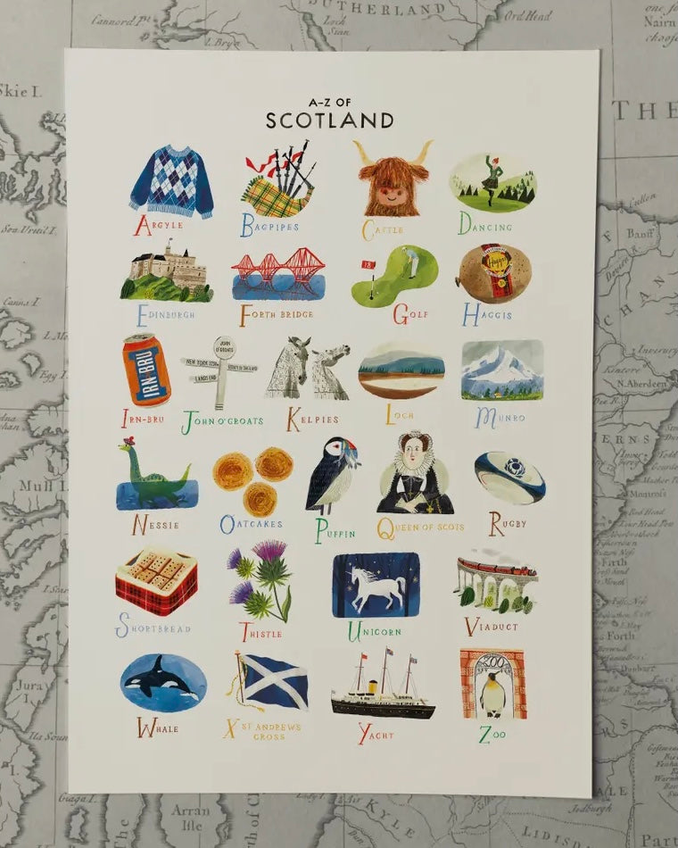 A-Z Of Scotland A3 Print-Oldfield Design Co-My Beautiful Caravan