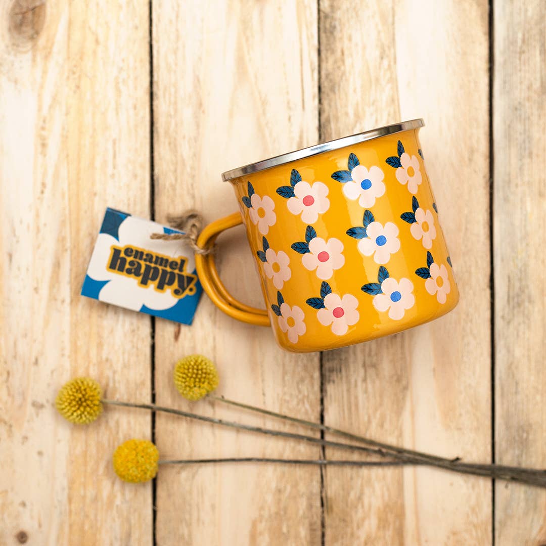 Retro Floral Enamel Camping Mug
