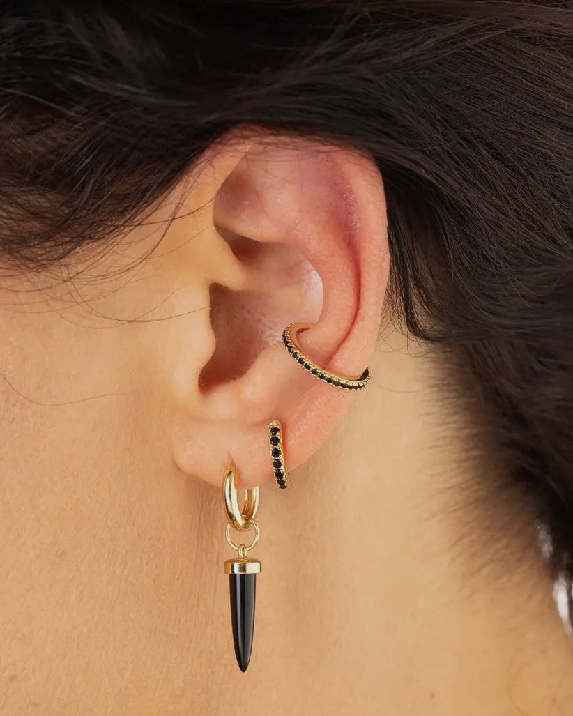 Black Stone Gold Ear Cuff-Scream Pretty-My Beautiful Caravan