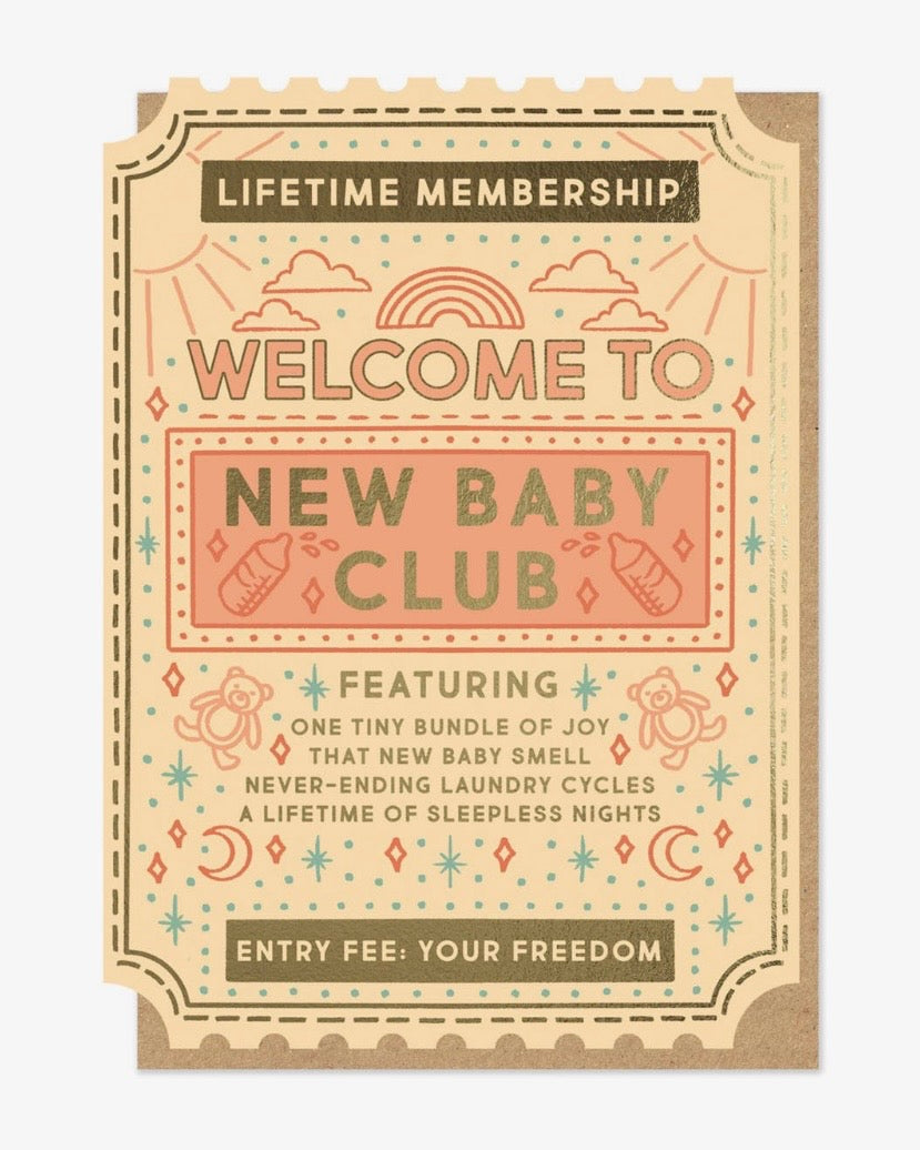 New Baby Club Ticket Card