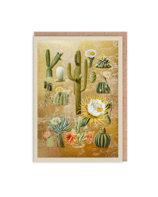Cacti Gold Greetings Card-Ohh Deer-My Beautiful Caravan