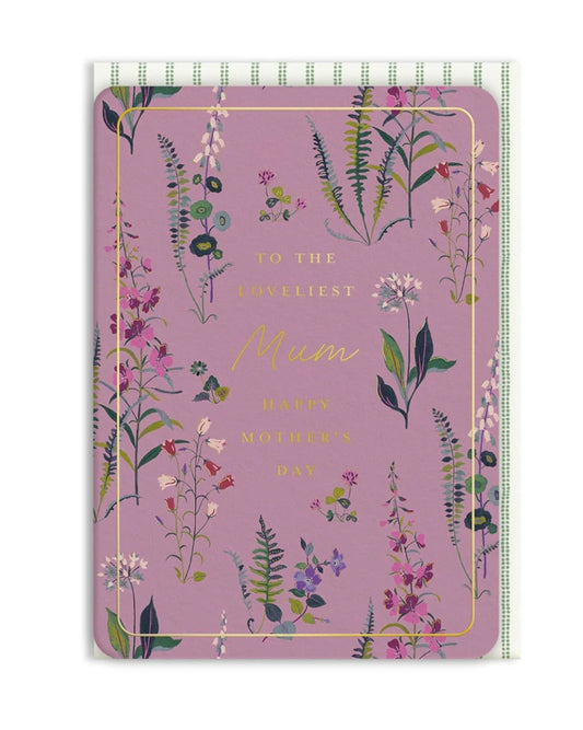 Greeting card for Mothers Day with floral design and text on a white background