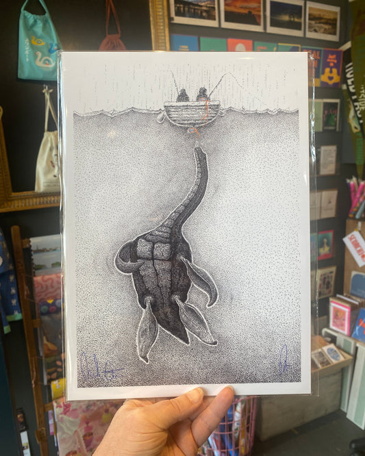 Pointillist Scottish Nessie Print