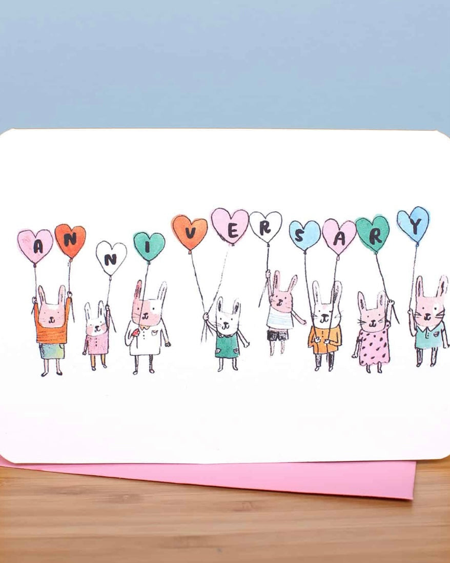 Balloon Bunnies Anniversary Card