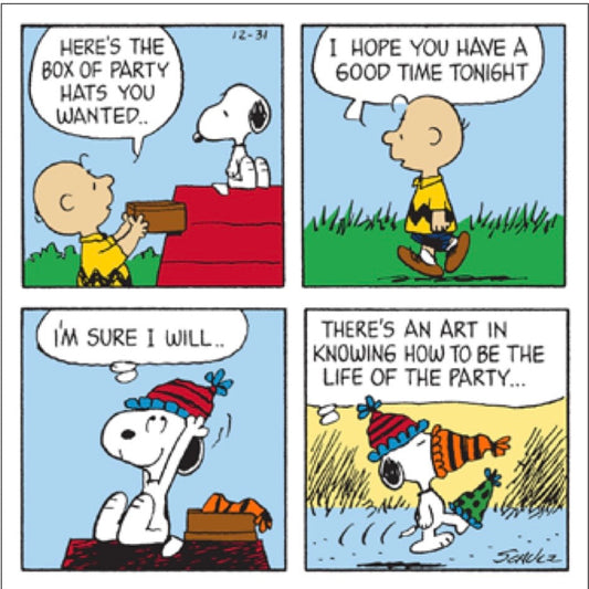 Snoopy Party Hats Comic Card