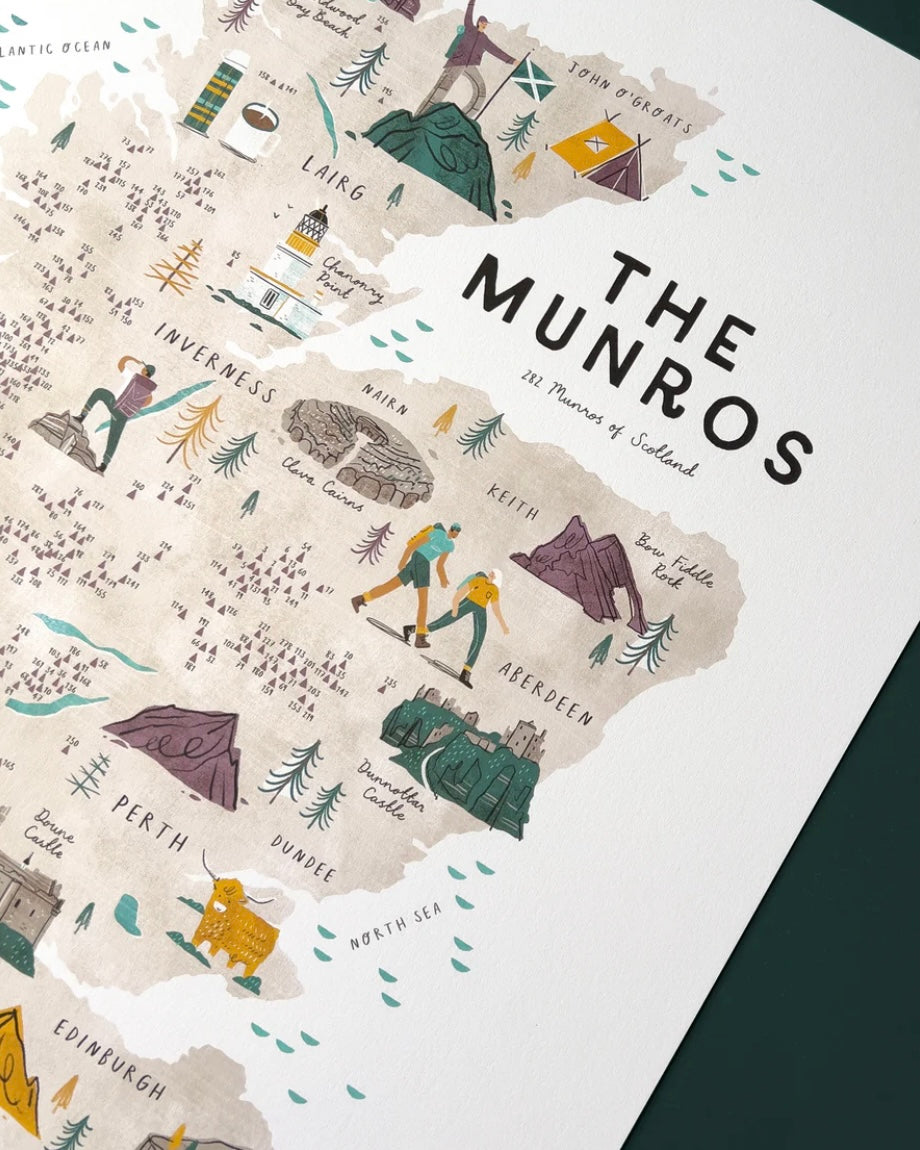 The Munros A2 Print & Hanger-Oldfield Design Co-My Beautiful Caravan