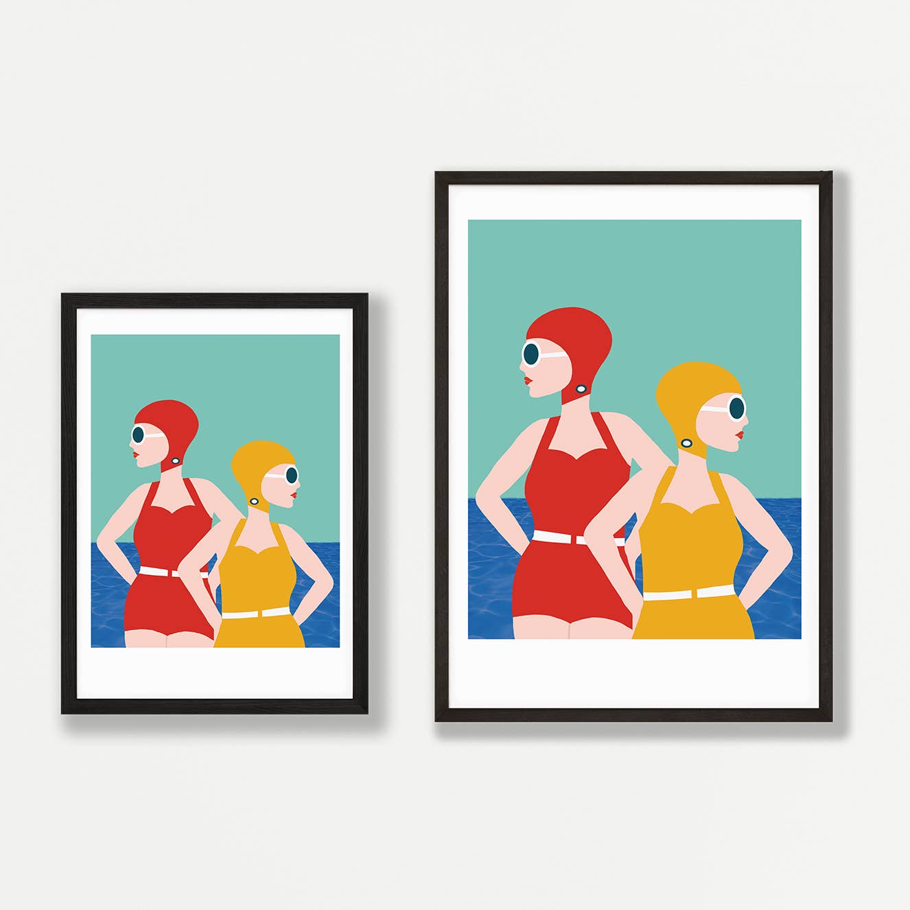Retro Lido Style Swimming A4 Print