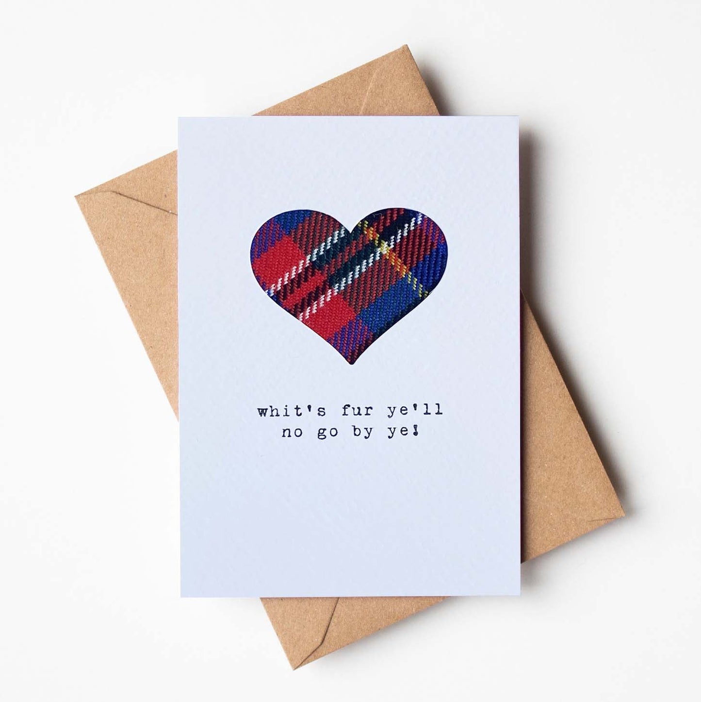 Handmade Whit’s Fur Ye Card with Real Tartan