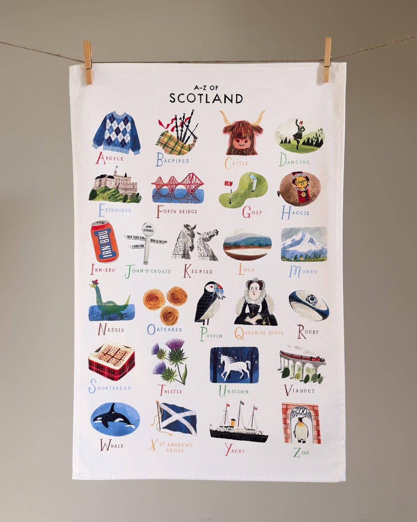 A-Z Scotland Tea Towel