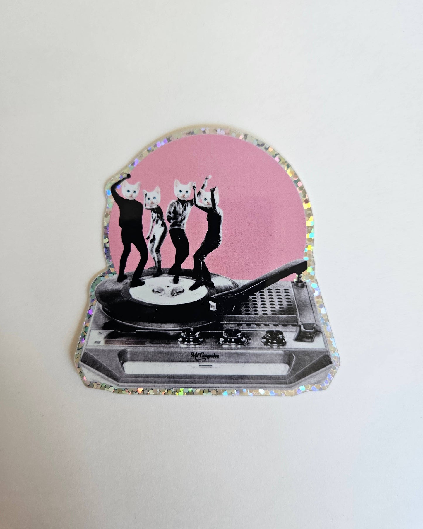 Dancing Cats Fun Glitter Sticker
