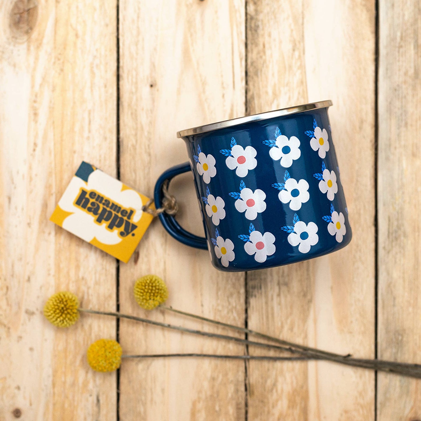 Retro Floral Enamel Camping Mug