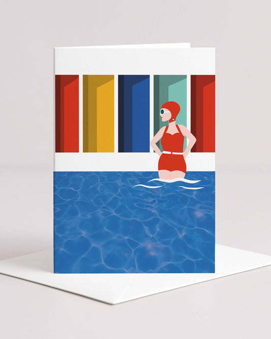 Lido Lady Retro Swimming Card