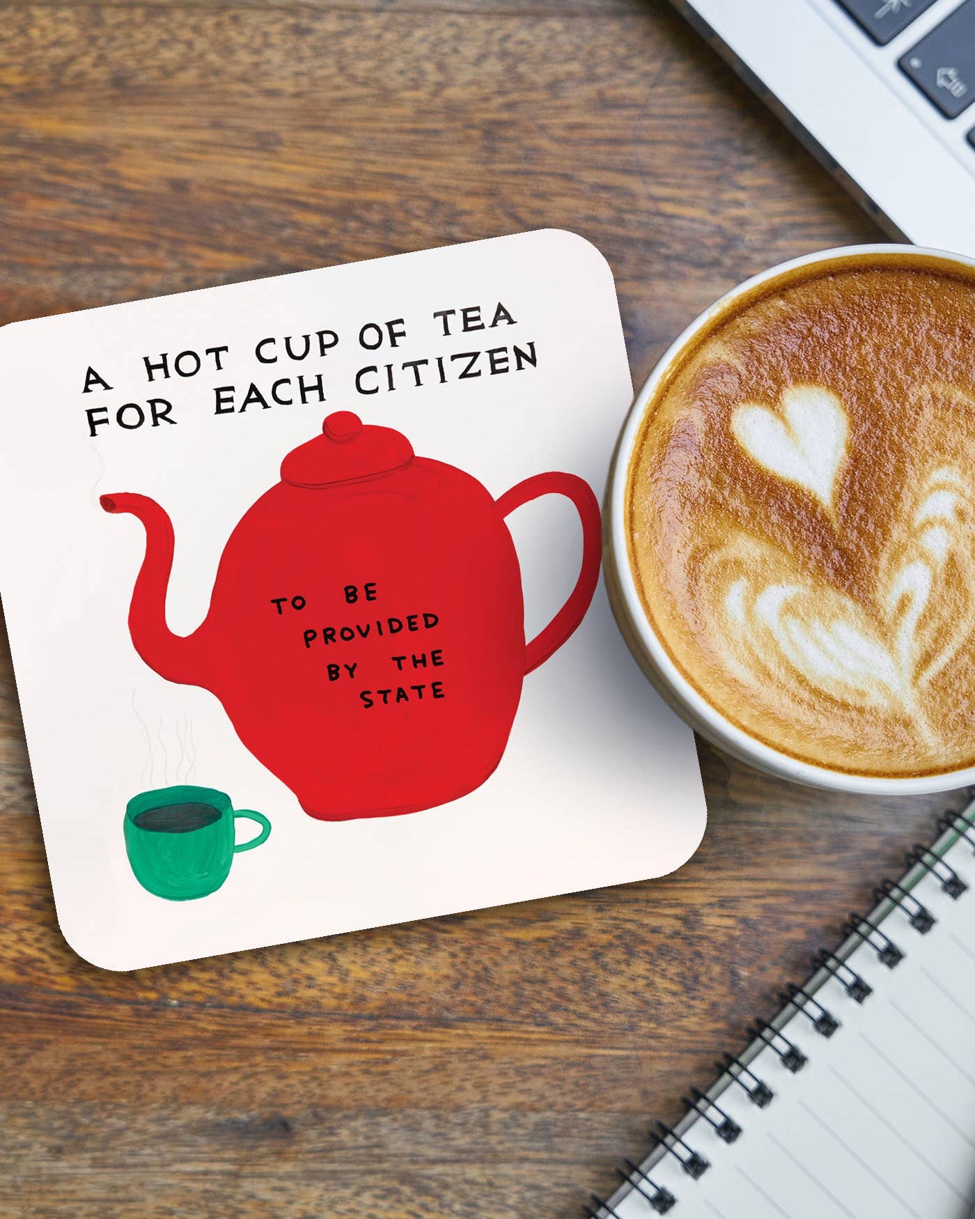 Hot Cup Of Tea Coaster by David Shrigley